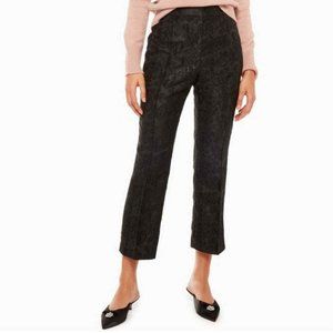 Kate Spade Black Metallic Black Floral Jacquard Pants